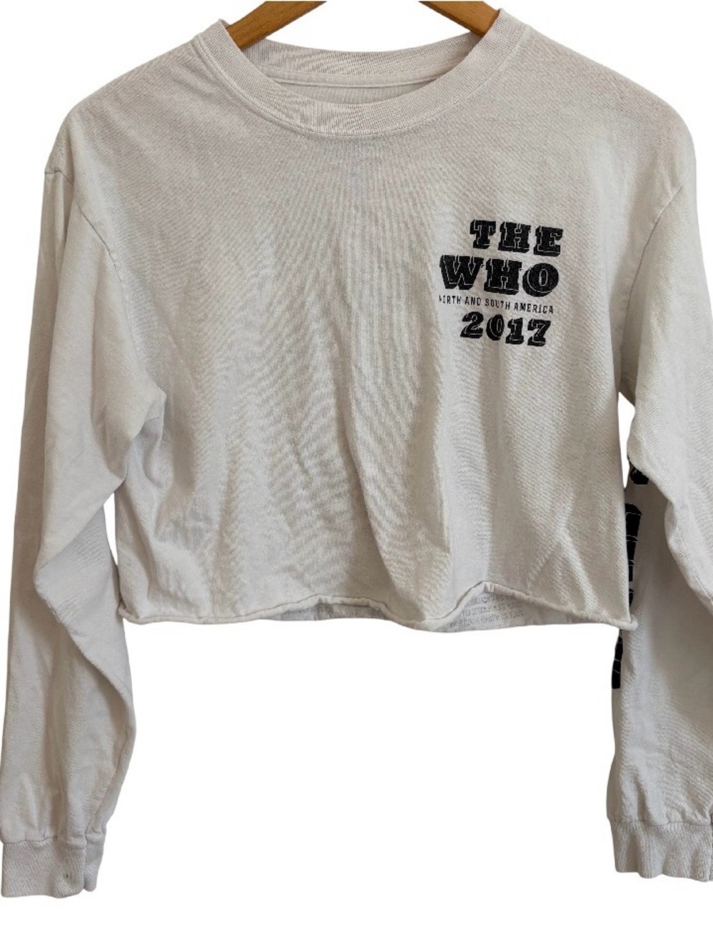 The Who 2017 White Cropped Long-Sleeve Women's Top Band Tee Merch Rock Graphic T
